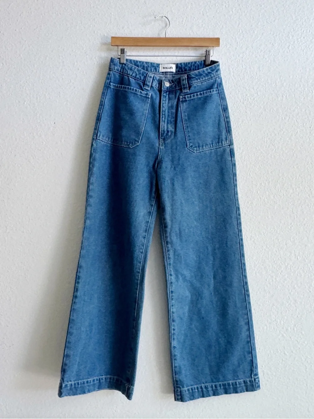 ROLLAS High-Rise Straight Leg Women's Jeans in Medium Blue